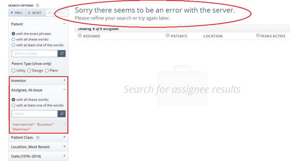 patentsview-Error-with-IBM