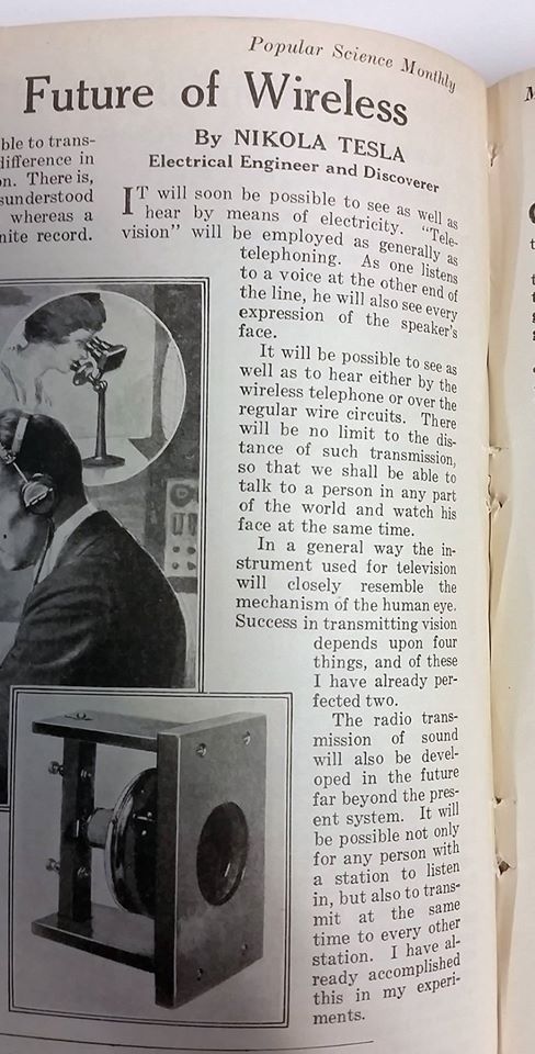 Nikola Tesla, in 1922, predicted Skype and Facetime in Popular Science.