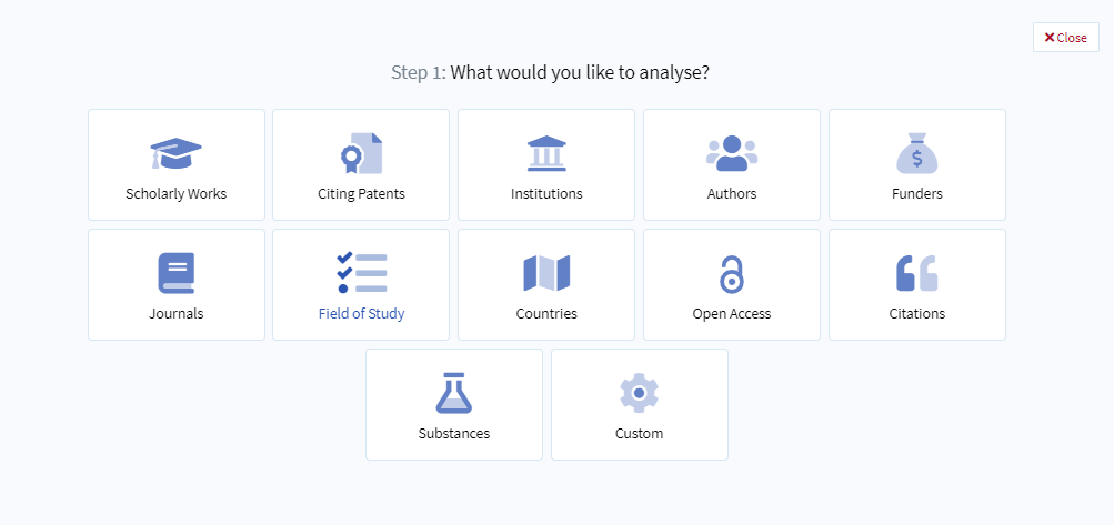 Options to analyze your Non Patent Literature search on Lens.org